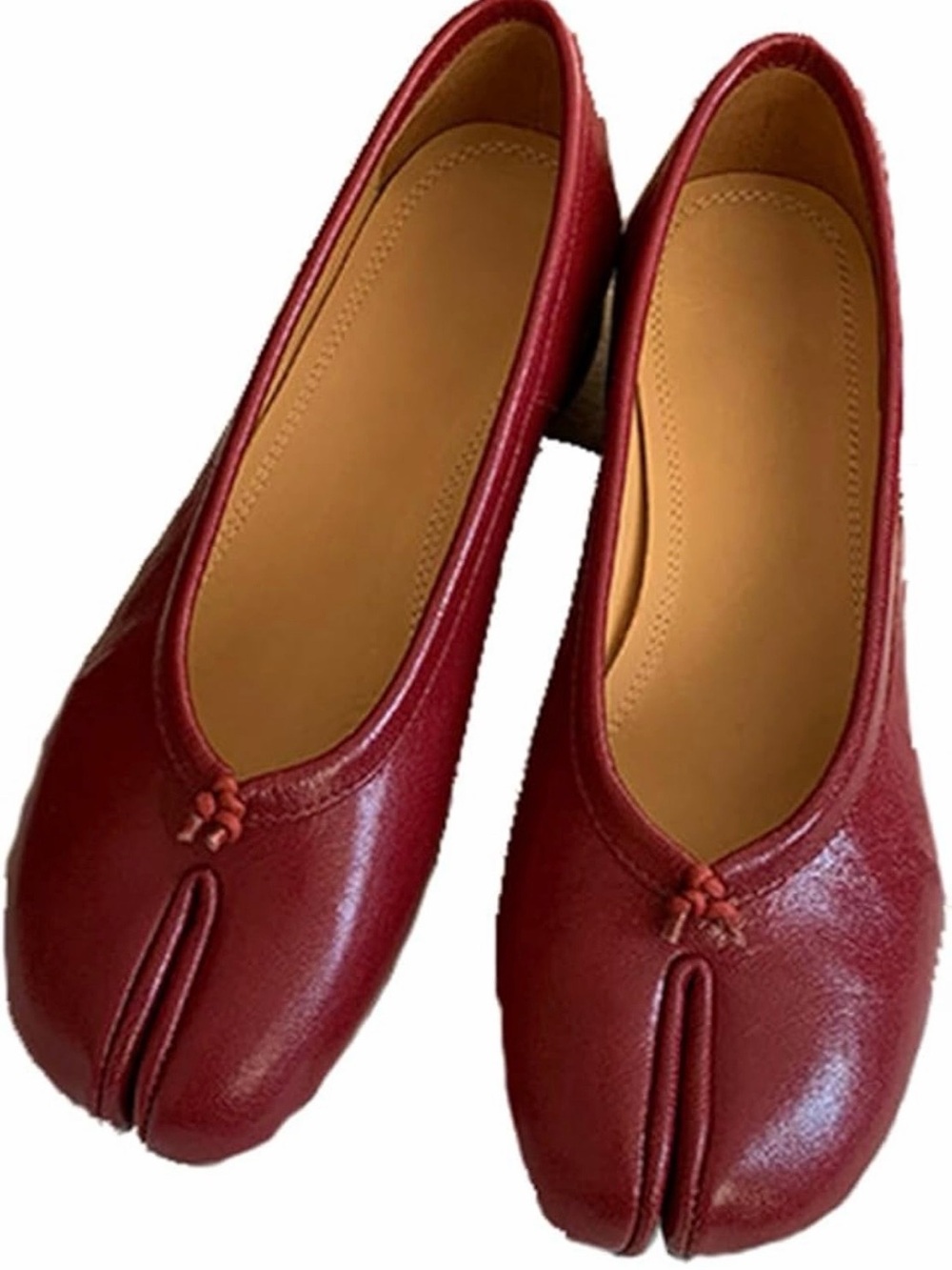 Women’s Split-Toe Ballet Flats in Deep Red